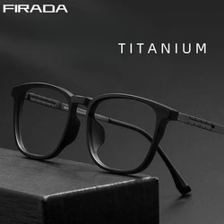 FIRADA Fashion Comfortable Eyeglasses Women Ultra Light Retro Square Titanium Eyewear Prescription Glasses Frame For Men BV9006Y