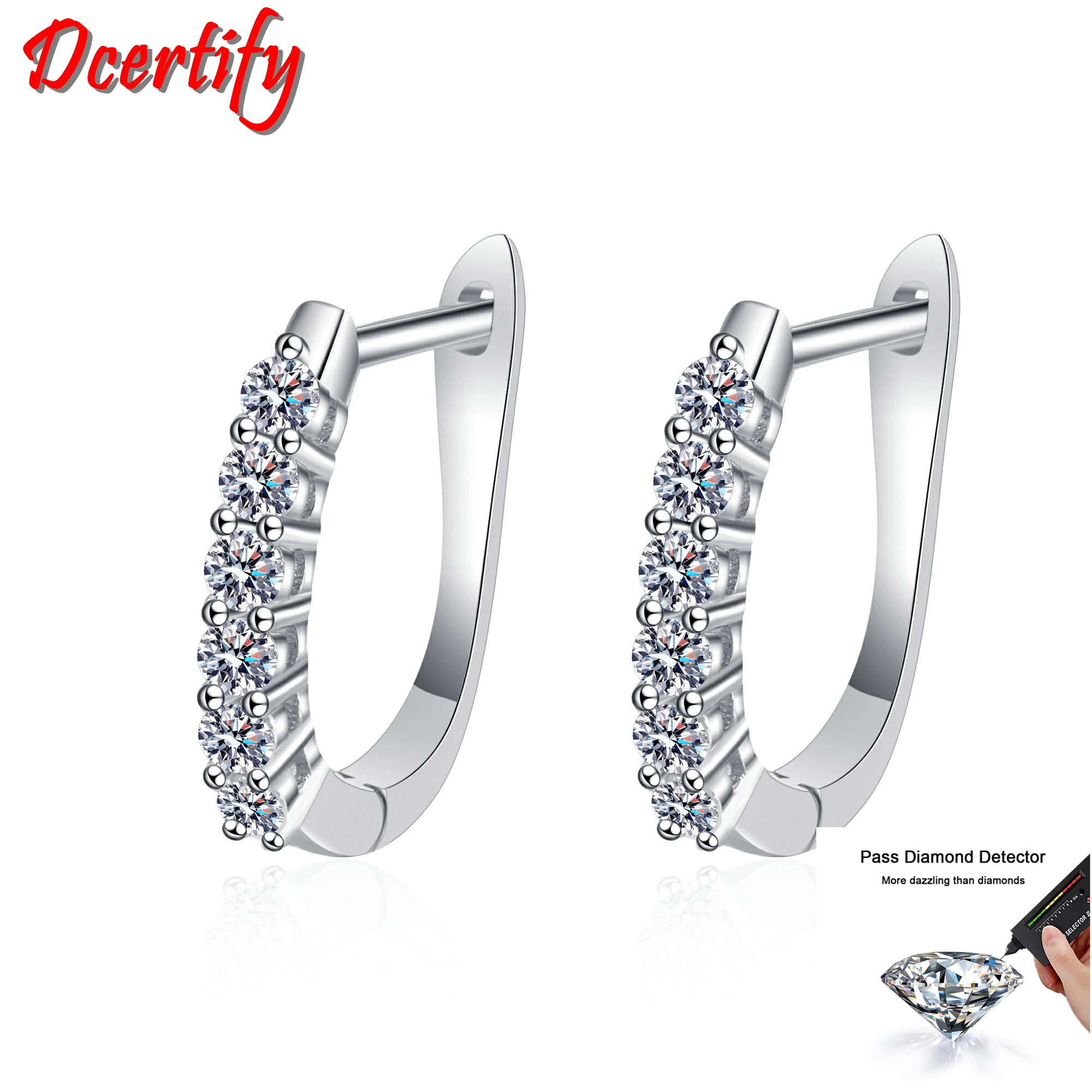 Romantic D Color Moissanite Huggie Hoop Earrings Sterling 10K White Gold Women Earrings Pass Diamond Test Beautiful Box