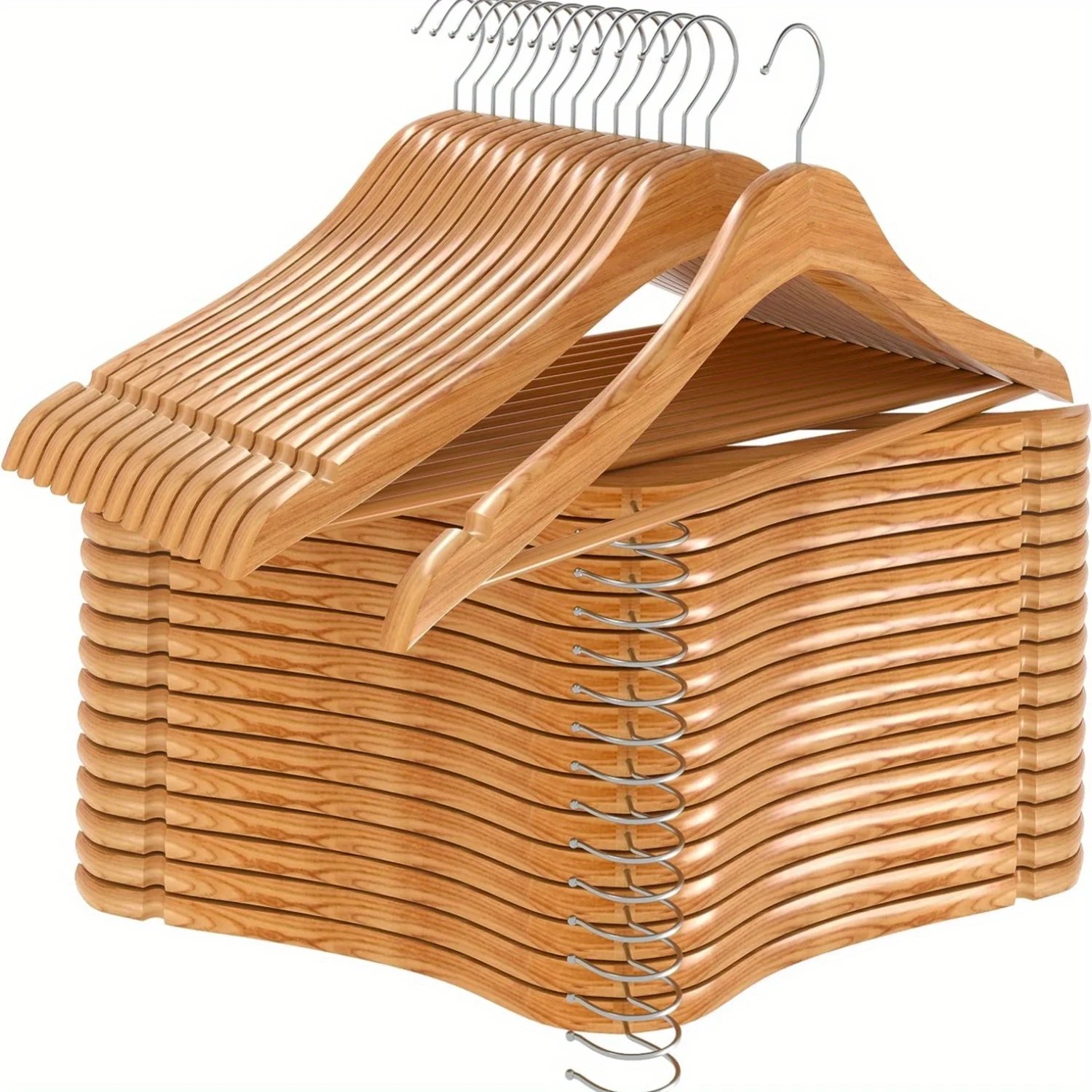 Pack of 20 Wooden Hangers, Premium Coat Hangers, Wooden Hangers, Smooth-Ended Wooden Hangers,for Clothing, Walnut, Jackets