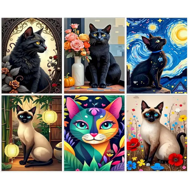 

GATYZTORY Paint By Numbers For Adults Cartoon Cat Modern Coloring Canvas Drawing Painting Numbers Unique Gift Wall Decor