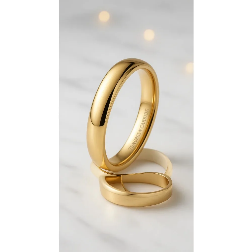 

Обручальные кольца из вольфрама 2-8 мм с покрытием из 18-каратного золота, штабелируемые, комфортные, для мужчин и женщин, для помолвки и обещаний