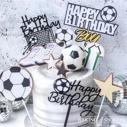Football Theme Cake Toppers Happy Birthday Cake Decorations Kids Boy Baby Shower Party Favors Soccer Cupcake Toppers Baking