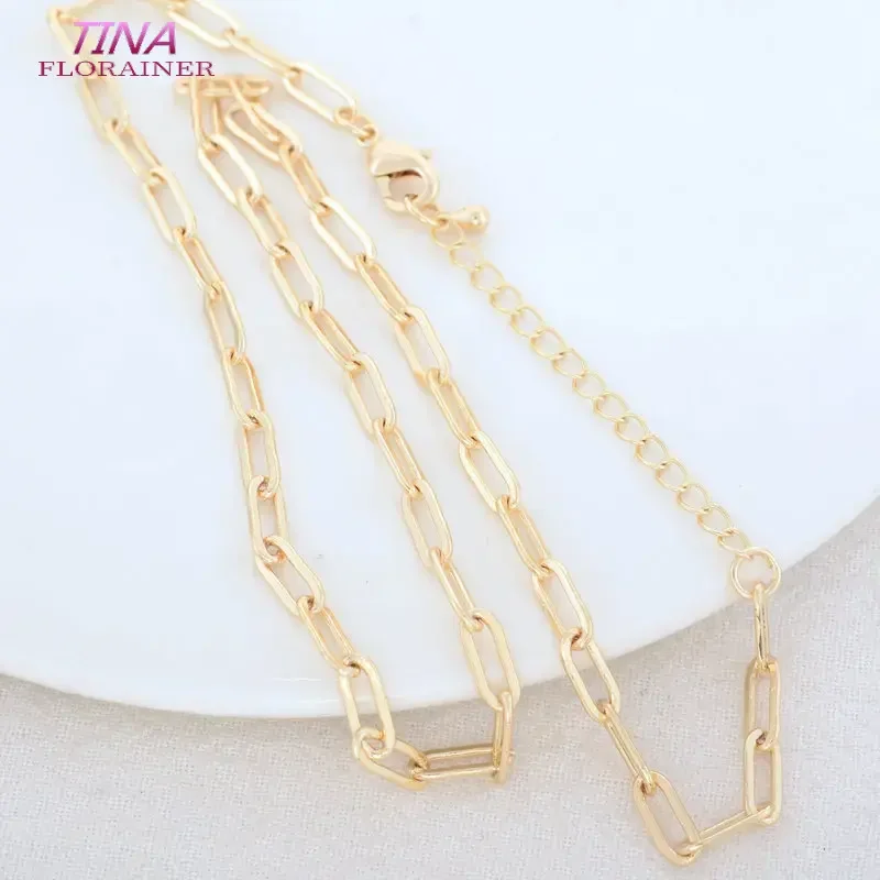 Full Length 47CM 14K Gold Color Brass Necklaces Finished Chains Square Chain Jewelry Making Supplies Diy Findings Accessories