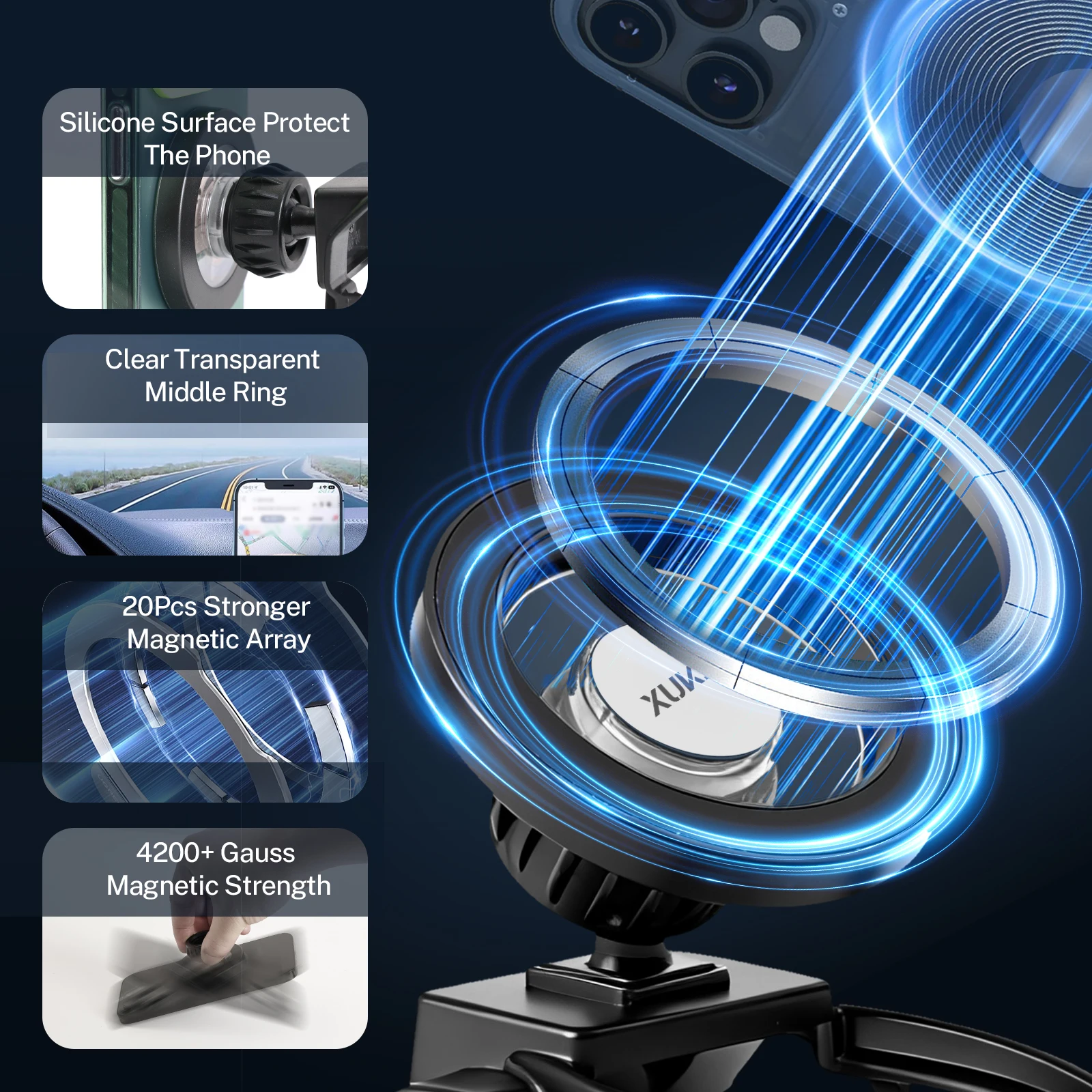 Magnetische Auto-Handyhalterung für Toyota RAV4 2019-2025 XSE TRD Limited mit Lüftungsschlitzen für MagSafe für iPhone 12-17 für Android – Detail 5