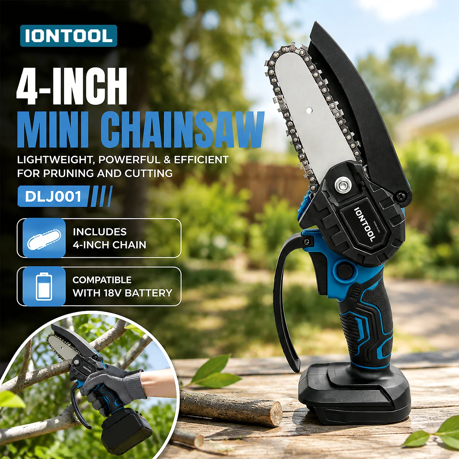 Lumber Woodworking - Motosserra sem fio portátil IONTOOL para