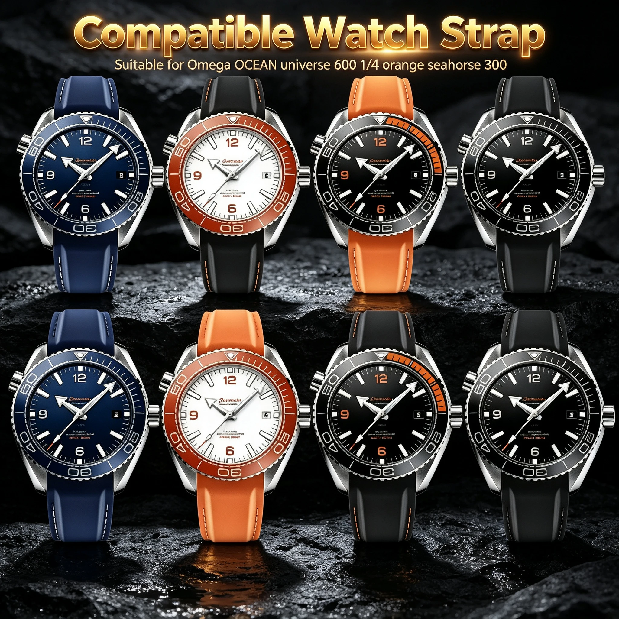 Arc Silicone Rubber Watchbands 20mm 21mm 22mm for Omega Seamaster Planet Ocean Waterproof Hydroconquest Sport Men Watch Strap
