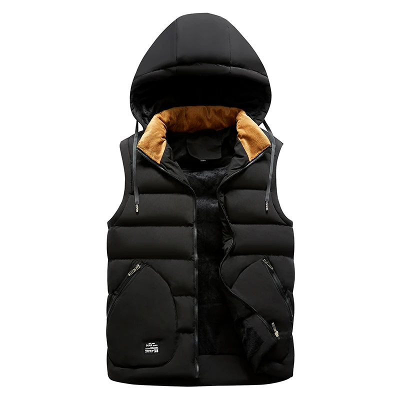 2023  Spring Autumn New Men's Fashion Zipper Hooded Warm Vest Casual Sports Stand Collar Sleeveless Jacket Men Winter Down Vest