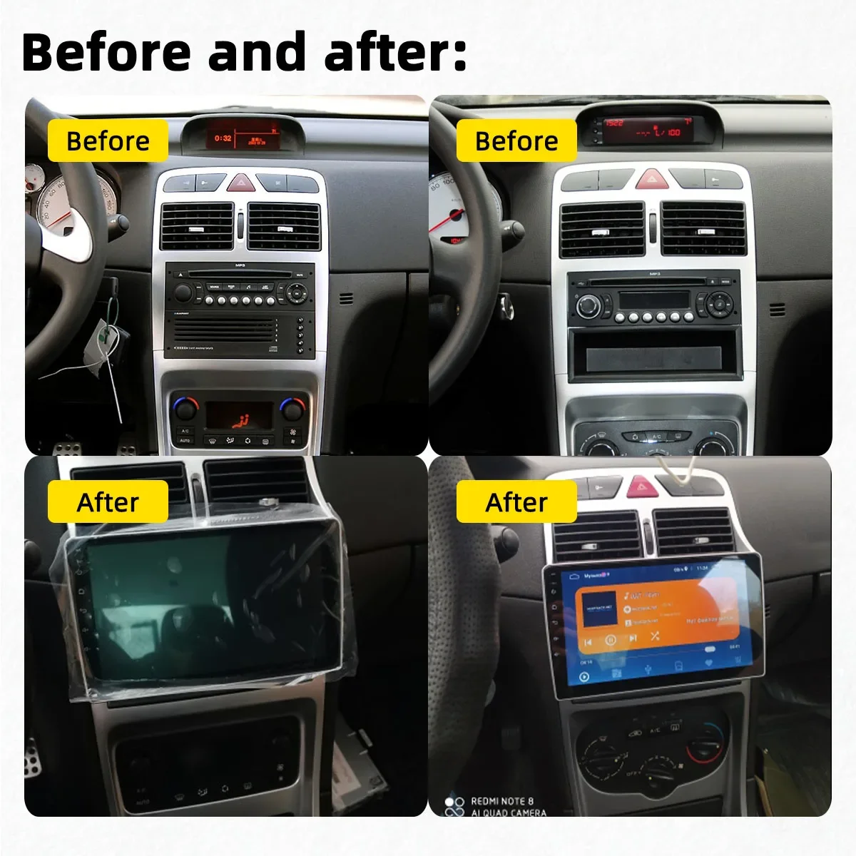 Car Radio For Peugeot 307 307cc 307SW 2002-2013 2Din Android 14 Wireless CarPlay & Android Auto Multimedia Player GPS Autoradio