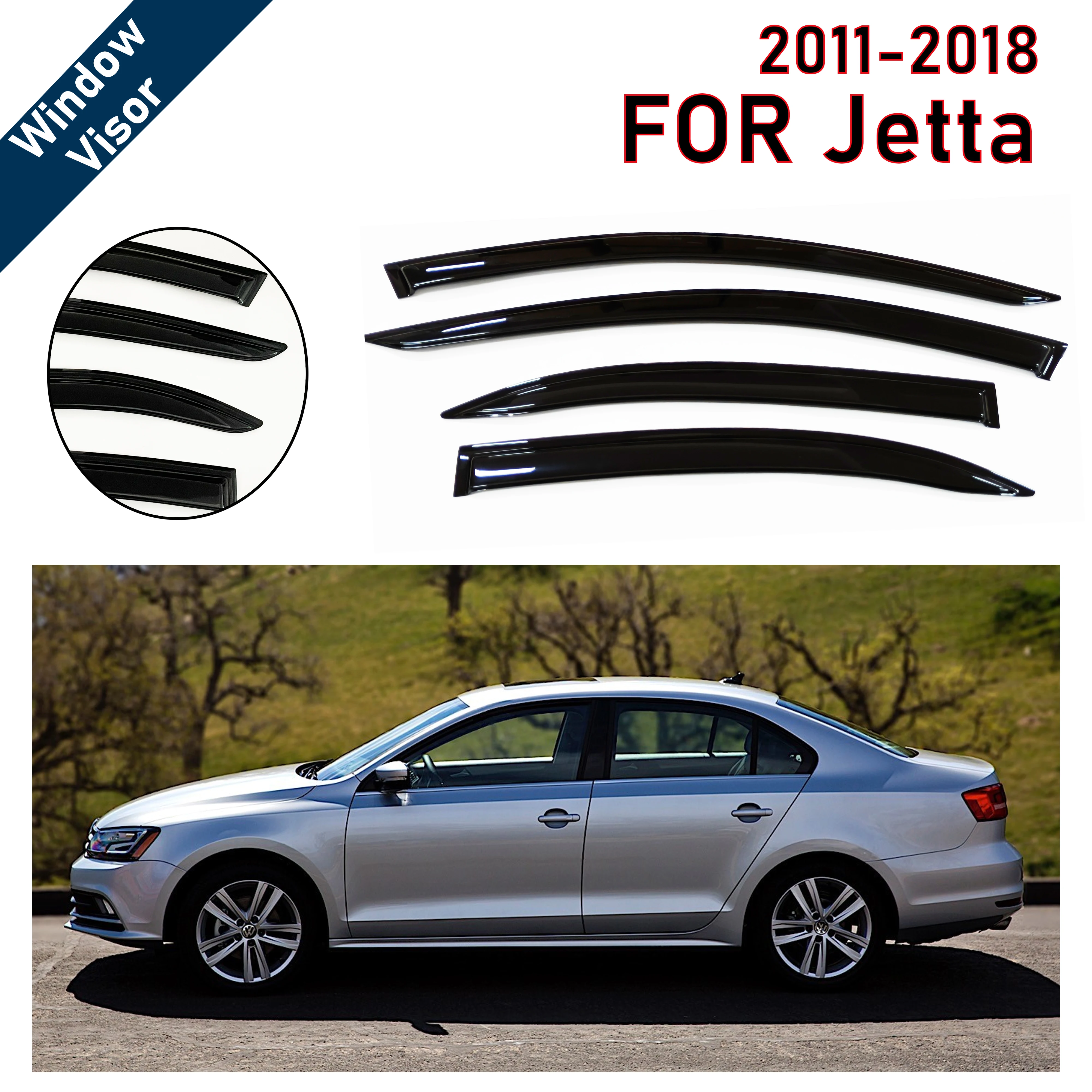 

4 pcs of the latest model car window sunshade for Jetta 2011-2018, window visor rain guards window visors window rain guards