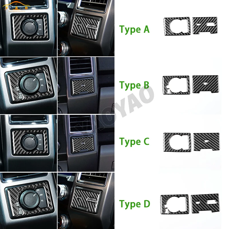 

Real Carbon Fiber Car Air Condition Control Adjustment Button Cover Sticker For Ford Raptor F150 2015-2020 Accessories