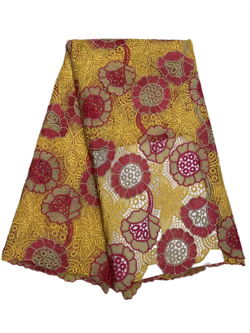 Multicolor African Stones Guipure Fabric 2026 High Quality Nigerian Water Solubl Lace Fabric For Women Prom Celebration Dresses