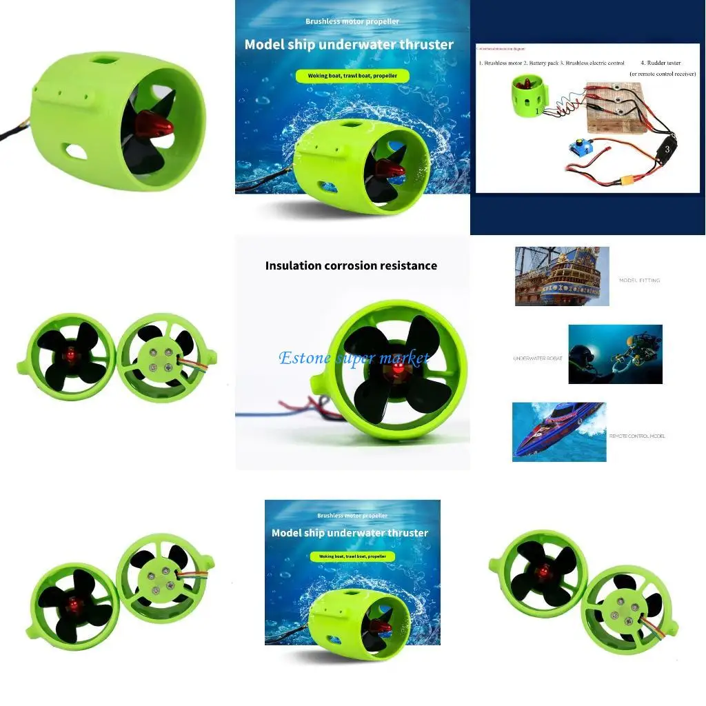 

090B Подводный двигатель со встречными вращающимися лопастями, от 12 до 24 В для модели корабля с дистанционным управлением