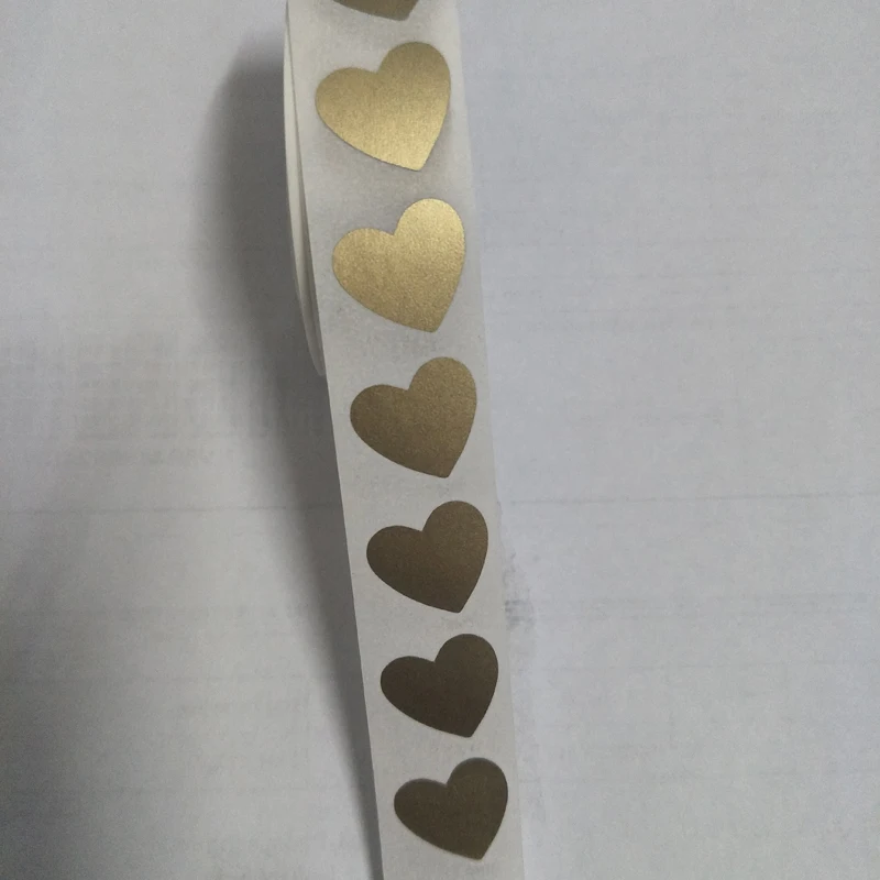 1000pcs 15*15mm Small Size Gold Love Heart Scratch Off Label Sticker For Children Game Card Hand Made Coupons