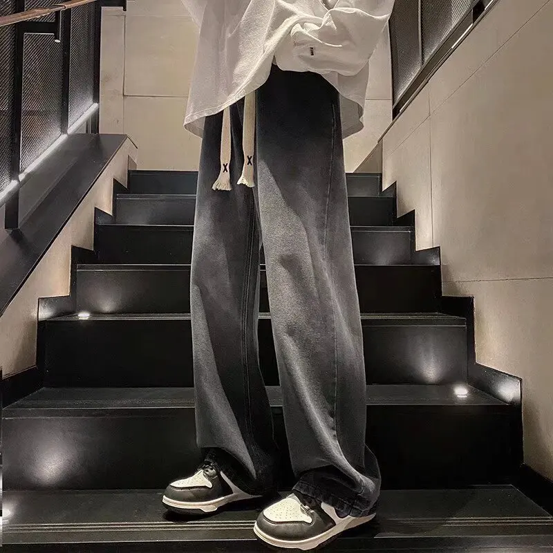 

Waed Denim Jeans Men's Trendy Brand Spring Autumn Straight Loose Wide Leg Pants American Sle Haome Casual Versatile Lo...