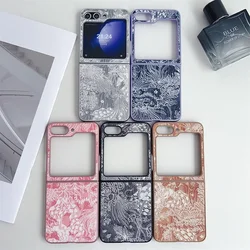 Chinese Style Phone Case for Samsung Galaxy Z Flip 3 4 5 6 5G Protective PC Hard Shell Protection Flip 4 Flip 5 Cover