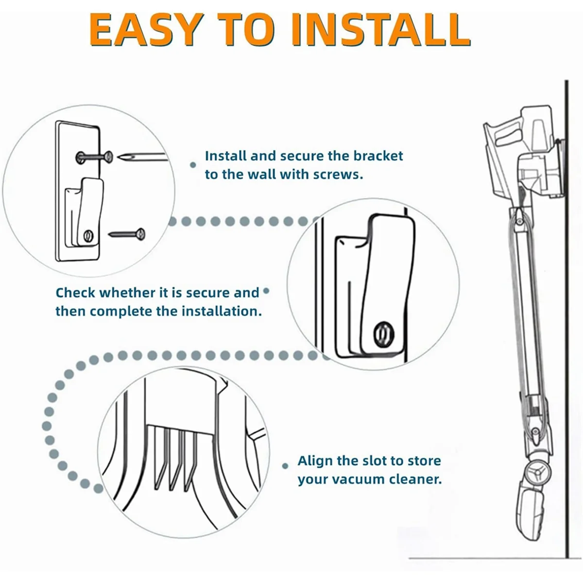 Wall Mount Holder for Shark Rocket HV300 HV320 Upright Vacuum, Replace Parts 390FFJH380 / 416FFJV300 with Screwdriver