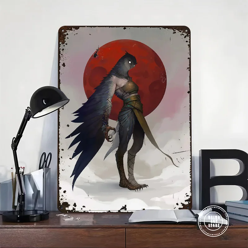 Bird Warrior 3D Texture Metal Poster Customized Wall Art Tin Sign Gift for Mancave Gaming Room Decoration Man Funny Signs House