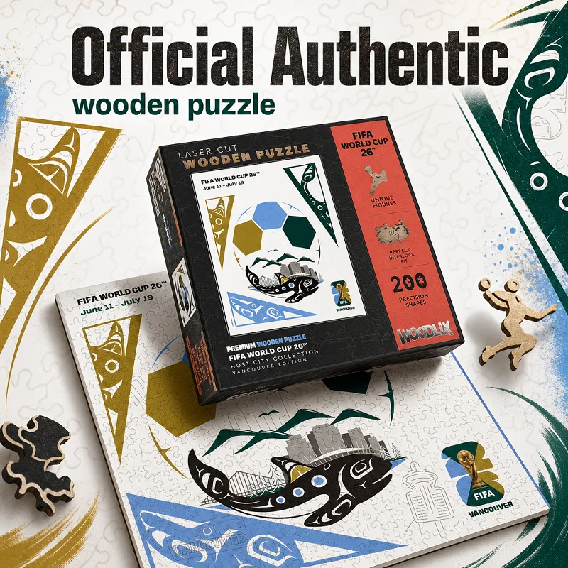 FIFA Officially Licensed Wooden World Cup Host City Vancouver Killer Whale Theme Jigsaw Puzzle Football Fan Collectibles Gifts - view 2