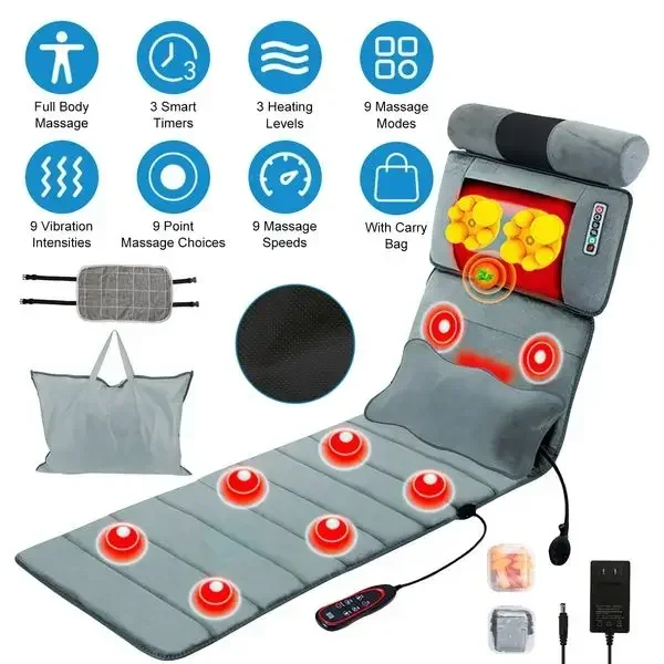 

Full Body Electric Massage Mat with Heat Vibration Massage Pad Cushion Back Massage MattrChair Pad
