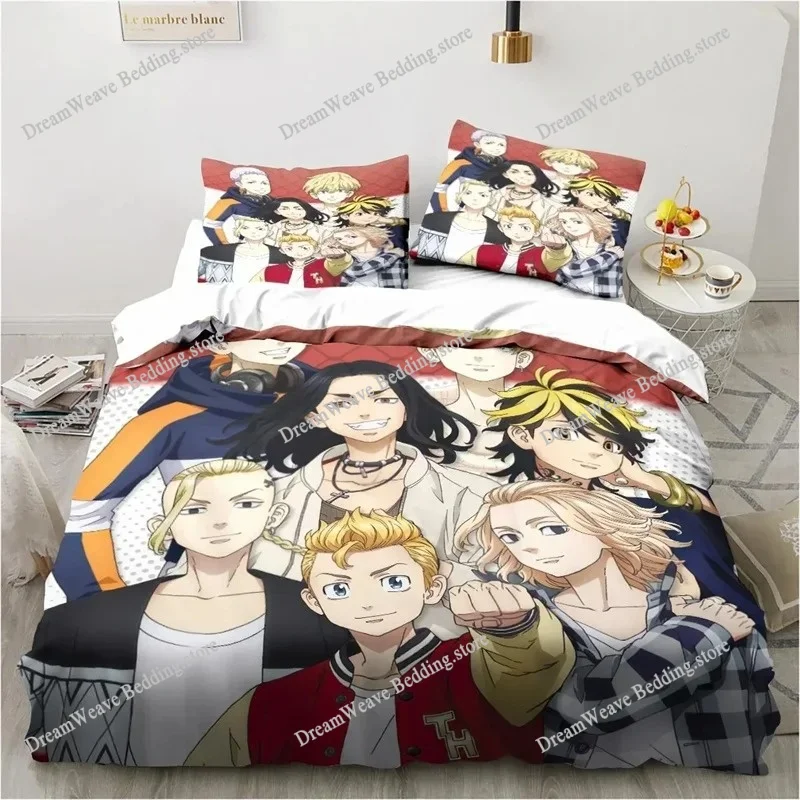 

Tokyo Revengers Ryuguuji Ken Sano Manjiro Bedding Set Cartoon Anime Set Adult Kid Bedroom Duvet Cover Sets 3D Print Kawaii Anime