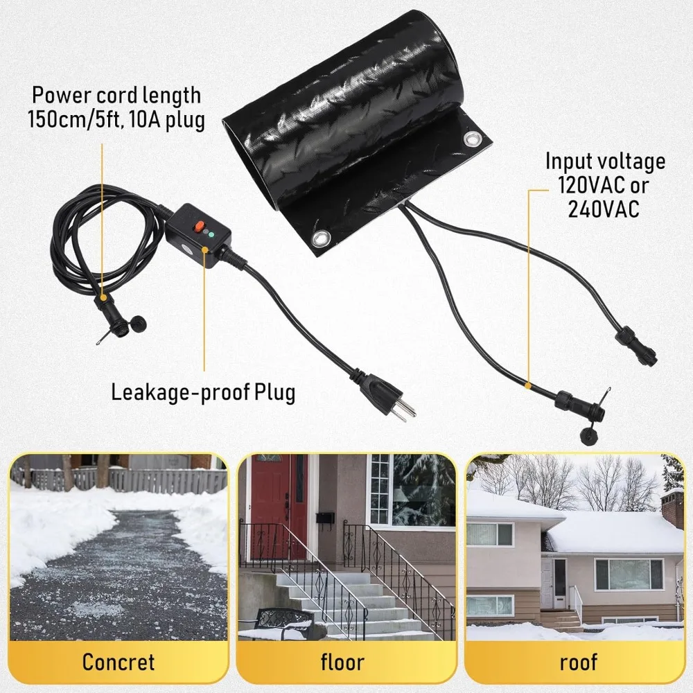 

Snow Melting Heated Mat 10x30 Non Slip Rubber Outdoor Walkway Driveway Mat with Power Cord 2in/h Ice Melt Pad for Stair Step