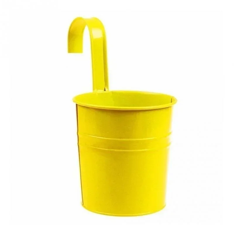 New Wall Mount Flower Pot Hook Iron Bucket Hanging Planter Pail Plant Holder With Nails Balcony Patio Garden Home Ornament