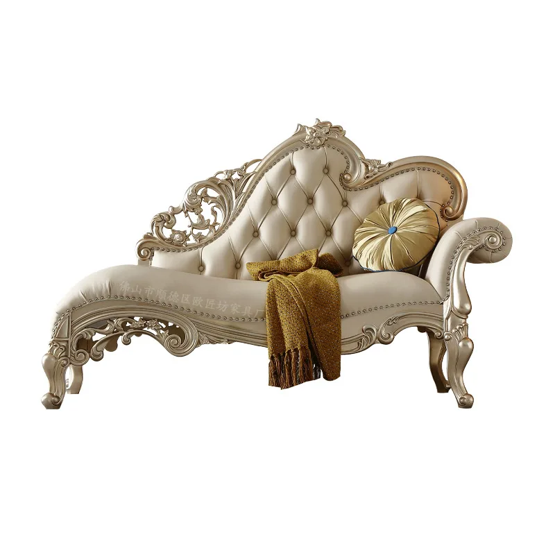 

Sofa factory direct sales European chaise longue chair solid wood carving flower French style