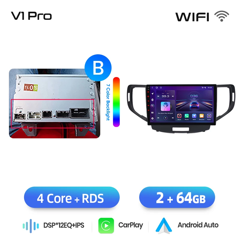 Junsun Draadloze CarPlay Android Auto Autoradio voor Honda Accord Mk8 (CU/CW) 2008-2013 Ingebouwde Koelventilator Android GPS Navigatie Multimedia Speler WiFi DSP RDS BT SWC IPS Touchscreen Autoradio