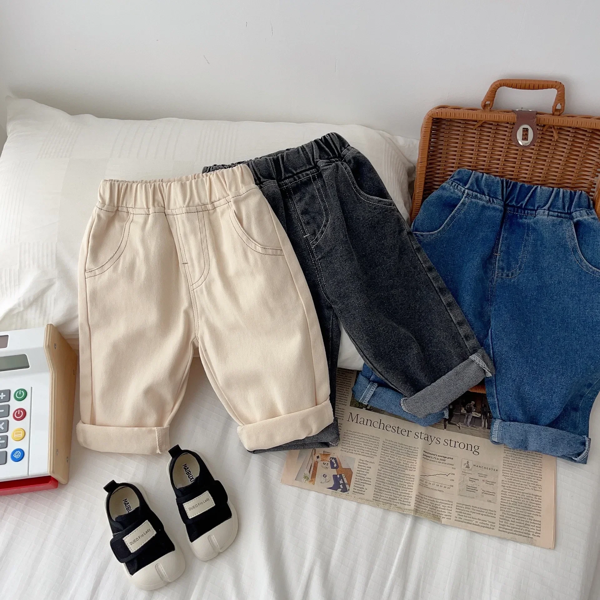 2026 New Autumn Baby Boys Denim Pants Solid Color Infants Baby Pants Jeans Casual Pants