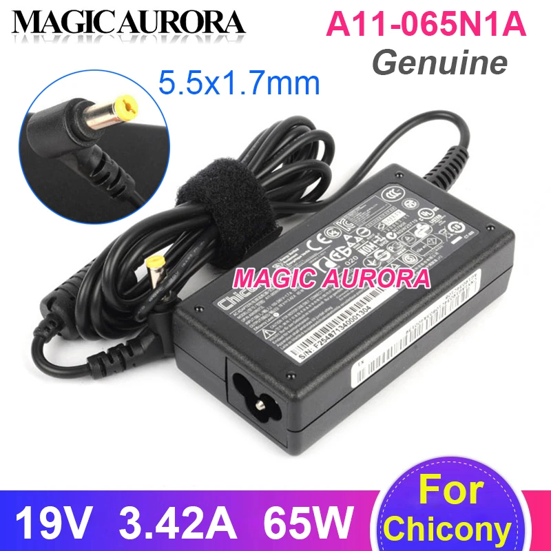 For CHICONY A11-065N1A Laptop Adapter 19V 3.42A 65W Charger For ACER ASPIRE S3 MS2384 MS2273 MD7820U NV53 MD2614U MD7820U MS2285