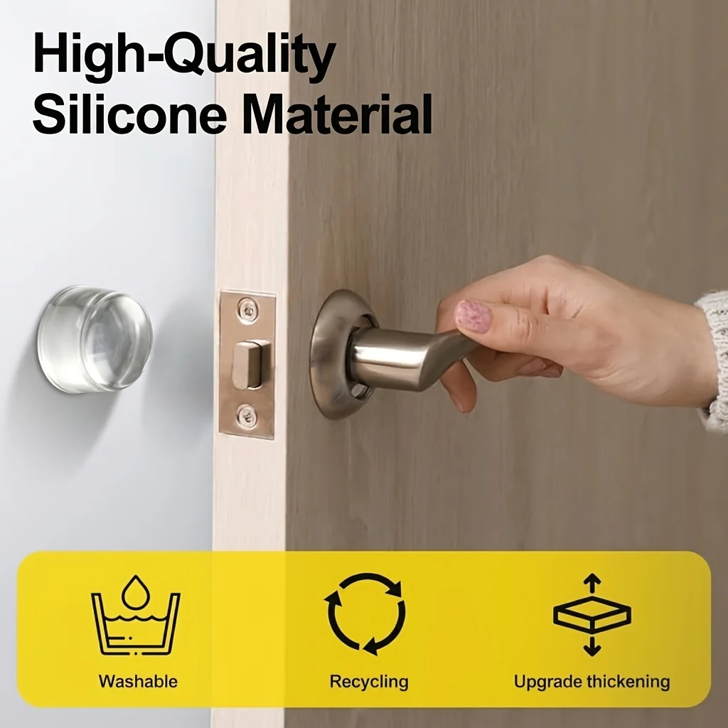 Clear Silicone Door Bumper Pads, Self Stick Anti‑Knock Door Stopper, Shock Absorbent Wall Protector for Household Doors & Furnit