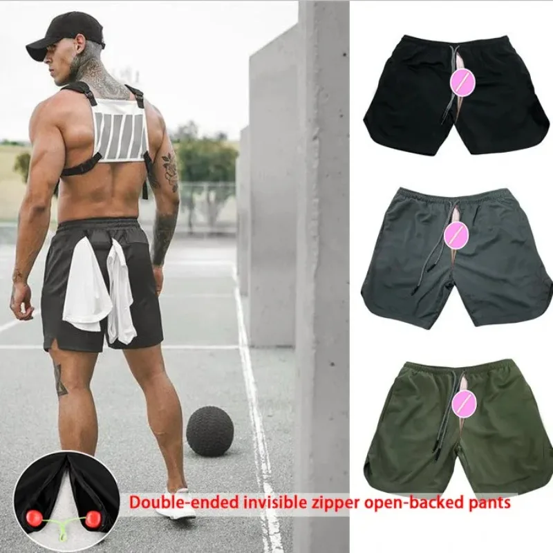 

Swimming Shorts Men Invisible Open Crotch Pants Men‘s Sweatpants Fitness Outdoor Sex Gym Mens Clothing Swim Trunks Beach Boxers