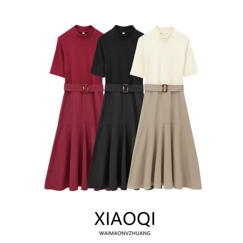 เสื้อคลุมยาวปานกลางแบบนุ่มสำหรับผู้หญิง พร้อมเข็มขัด รุ่นใหม่ล่าสุดสำหรับฤดูใบไม้ร่วง เหมาะสำหรับใส่ไปทำงาน หรือใส่ลำลอง ผลิตจากวัสดุอื่นๆ 100%