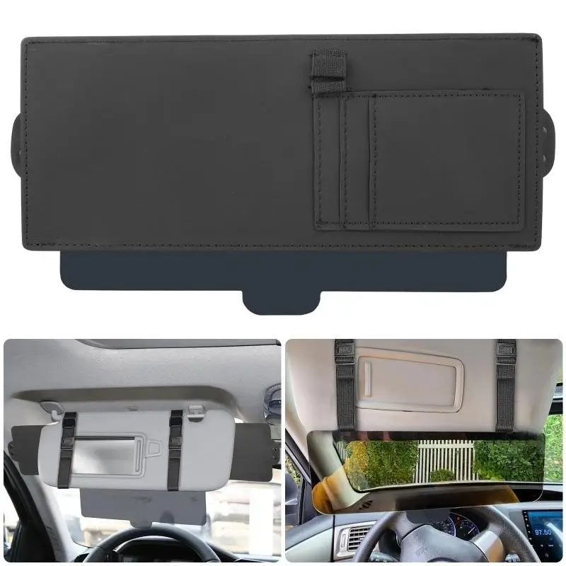 Car Sun Visor Extension Dual Function Sunshade Side Panel with Card Slots Pen Holder for SUV Comfort