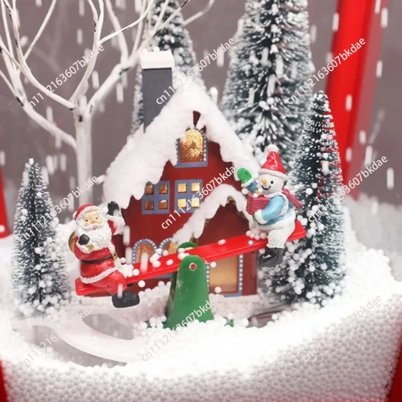 Musical Snow Scene Pendulum Lights, New Western Style Christmas Decorations, Holiday Ornaments for Home Shopping Mall