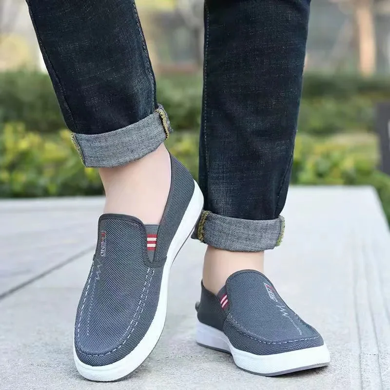 New Men's Soft Soled Shoes Middle Aged Elderly Canvas Comfort Footwear Versatile Casual Work Shoes Fashion Male Lightweight Flat