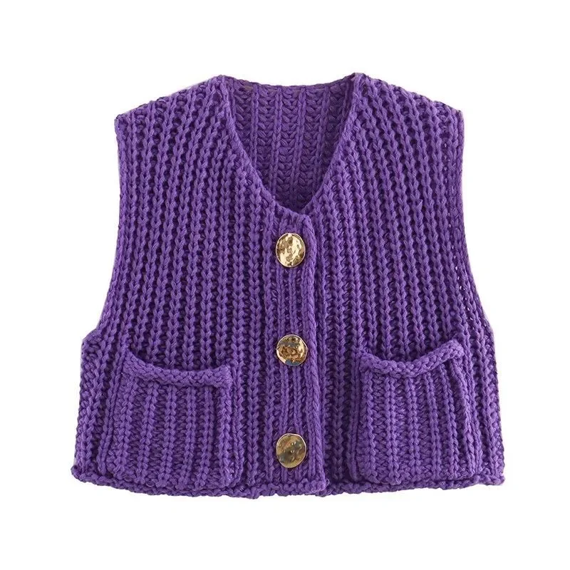 

Thick Knit Sweater with Thick Thread, Cardigan, Women's Spring and Autumn New Style Short Loose Sleeveless, Knitted Vest Top