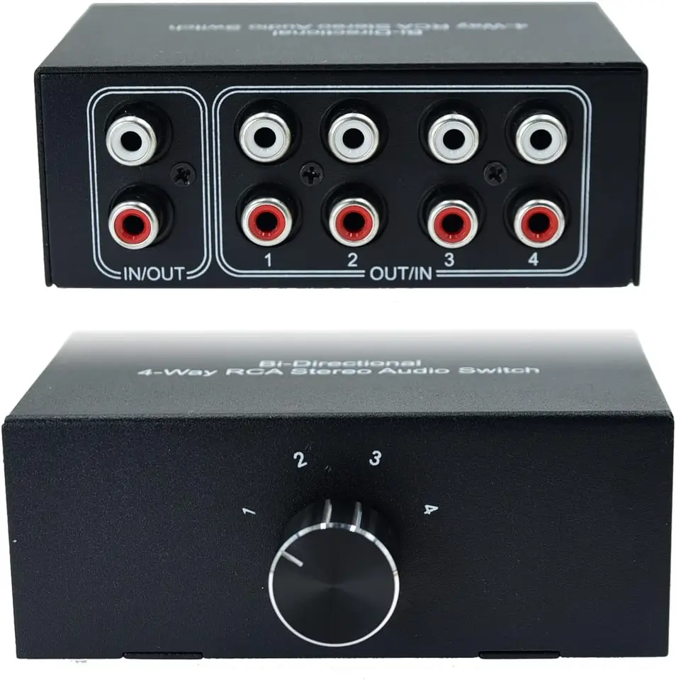 Switch Audio 4 In 1 Out RCA E 3.5mm – Commutatore Stereo Passivo Per Cuffie, PC E TV, Alloggiamento In Alluminio - 2