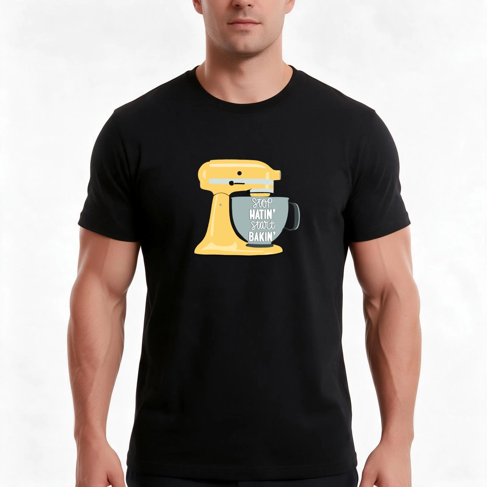 Stop Hatin’ Start Bakin’ T-Shirt, Summer Casual Cotton Tee, Oversized Streetwear Tops, Vintage Graphic Print, Unisex Men Women