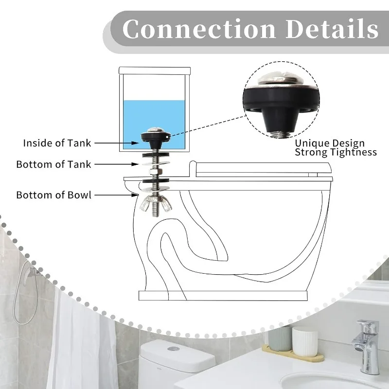 2 sets Toilet Screw, WC Universal Stainsteel Bolts, Toilet Tank to Bowl Bolts Kit, Waterproof Stainless Screw for Fastening