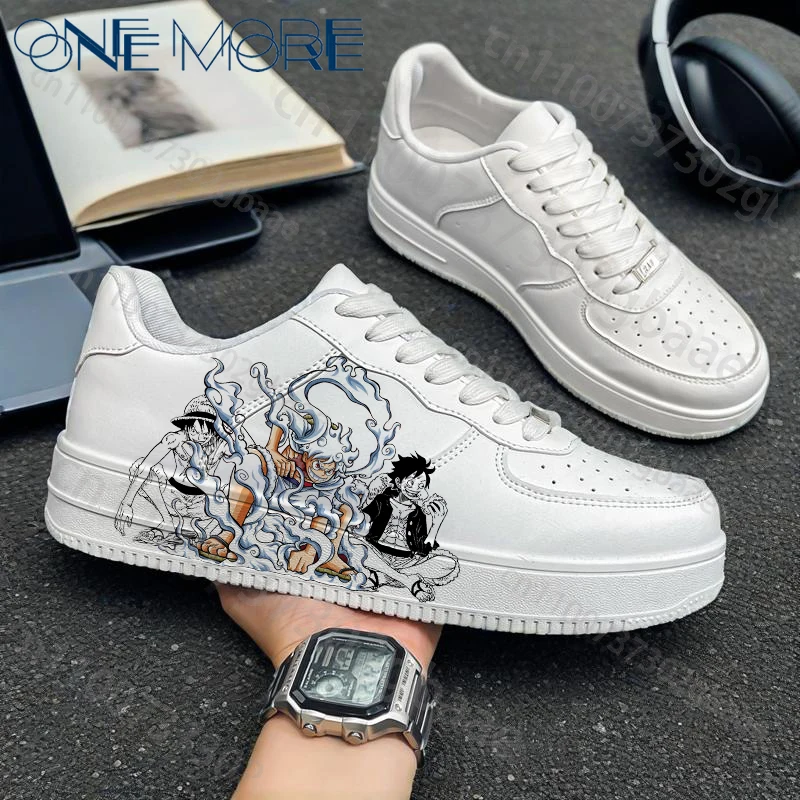 Een stuk animatiederivaten Volwassen mannelijke schoenen luffy Anime Figuur Volwassen witte hoogwaardige vrijetijdsschoenen