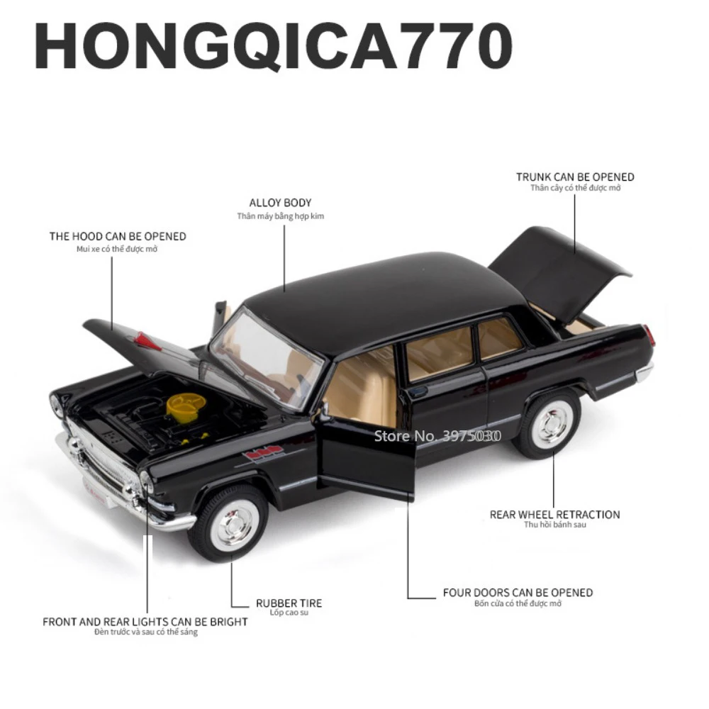 1:32 HongQI CA770 Alloy Metal Diecast Cars Model Toy Car Vehicles With Pull Back Sound And Light for Toys For Children Boy Gifts