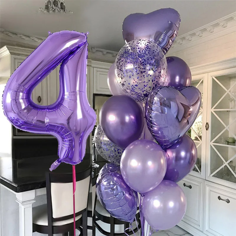 40\'\' Gaint Purple Foil Number Balloons Latex Happy Birthday Party Decor Ballon Adult/Kid Baby Shower/Wedding Decoration Supplies