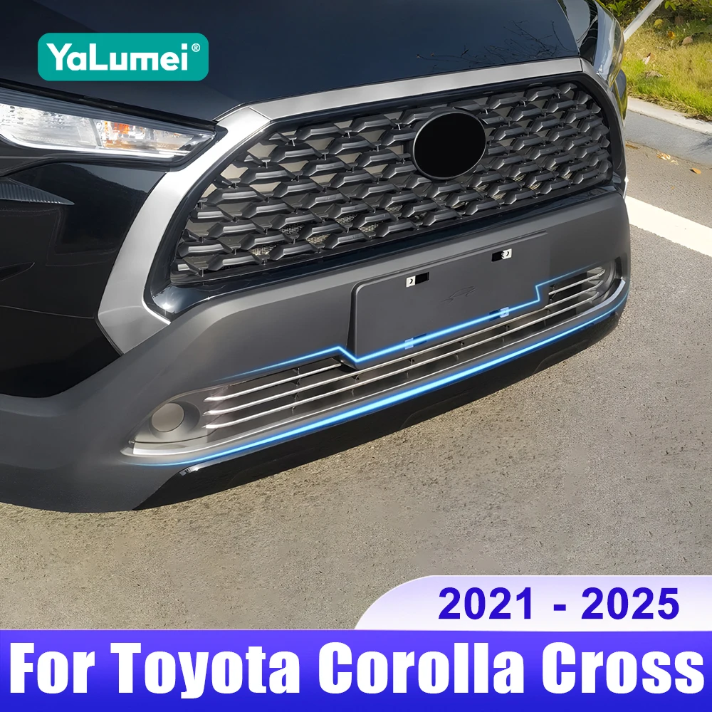 

For Toyota Corolla Cross XG10 2021 2022 2023 2024 2025 Hybrid Car Front Racing Grills Trim Strips Cover Accessories