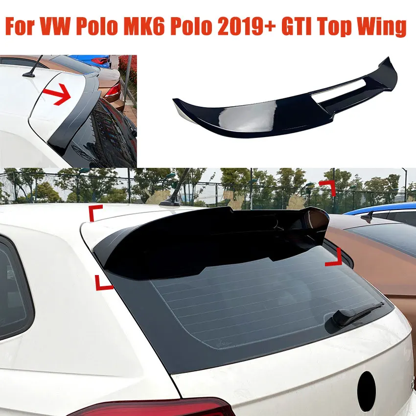 

For VW Polo MK6 Polo 2019+ GTI Car Top Wing Roof Trunk Spoiler Fixed Wind Wing Body Kit Exterior Decoration Cover Accessories