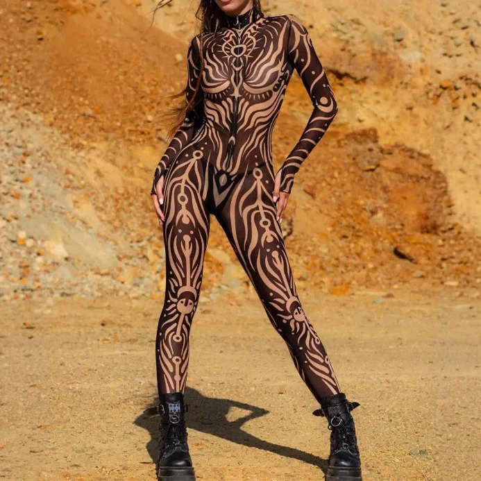 

Сексуальный прозрачный комбинезон Whatiwear для женщин: контрастный дизайн, круглый вырез, длинный рукав, облегающий крой, персиковый цвет, для вечеринок и ночных мероприятий