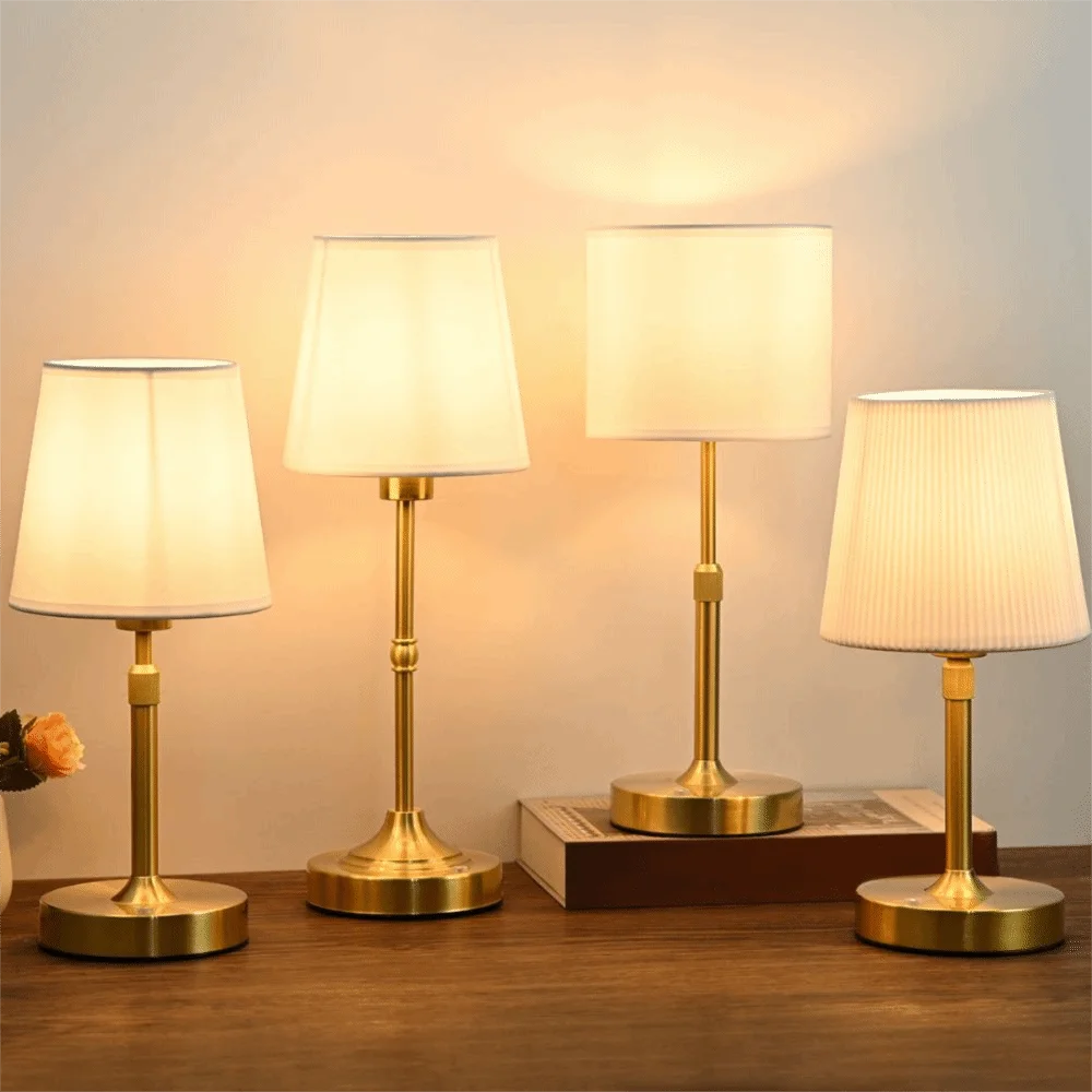 Fabric Touch Table Lamp 2700K Color Temp 3-Level Dimmable Rechargeable Table Lamp Stepless Dimming 3 Color Temperatures