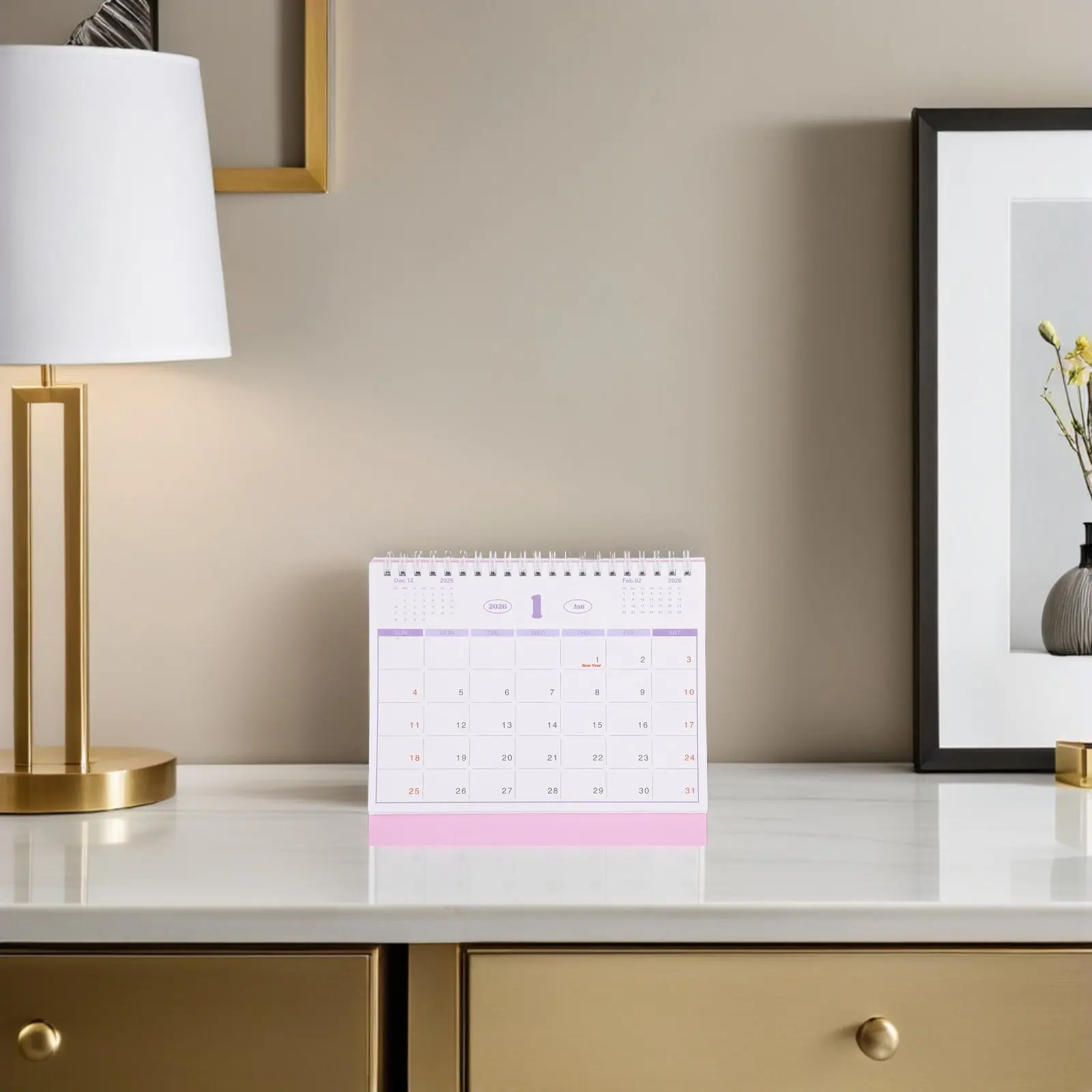 2026 Desk Flip Calendar Minimalist Compact Spiral Monthly Planner Thick Paper for Office Study Teachers Professionals
