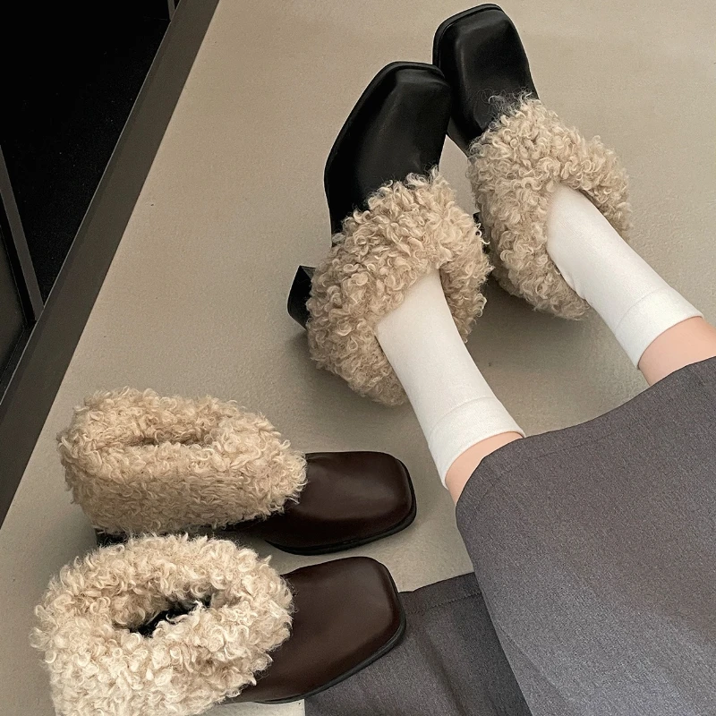 

Vintage Thick Heel Women Mary Jane Shoes Fashion Shallow Mouth No Slip Footwears Ladies Elegant Dress Warm Leather Pumps