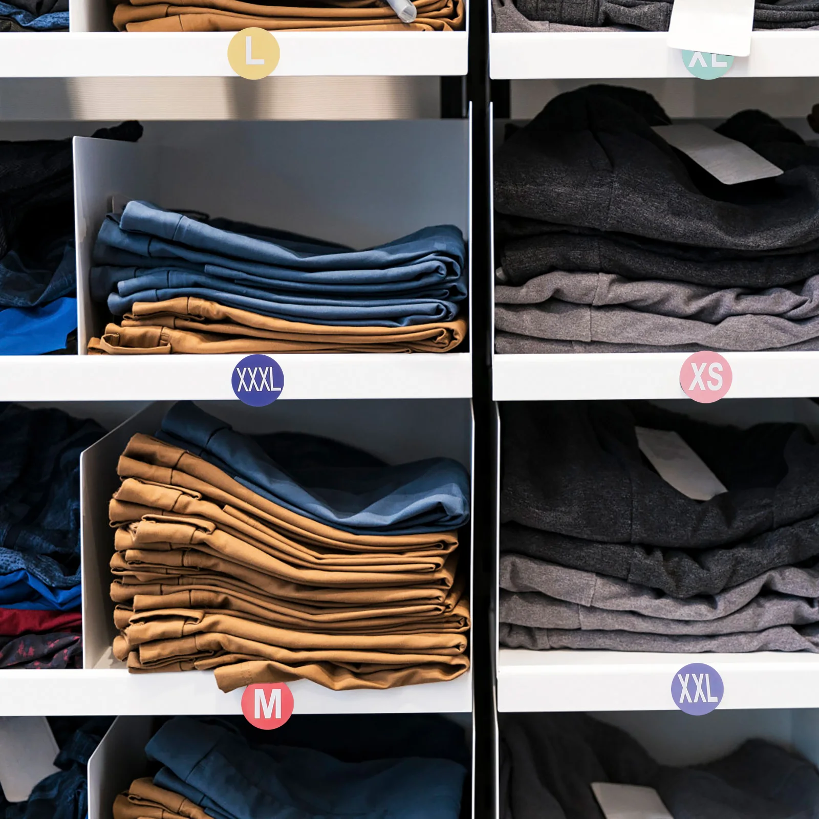 

7 Rolls Round Clothing Label Self-Adhesive For Retail Store Wardrobe Organization Easy Sorting File Folder Label